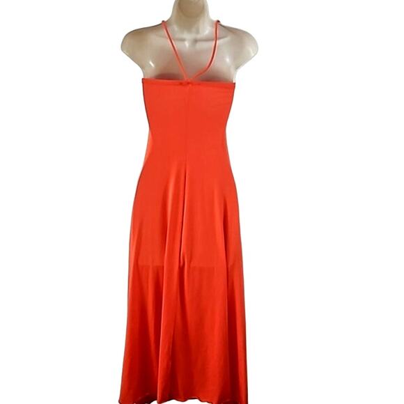 Sincerely Jules Women’s Orange Halter Neck Maxi Dress Size Small Cut Out Detail - Picture 5 of 5